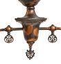 Antique Copper Flashed Victorian Converted Gas Pendant with Pressed Glass Starburst Shades