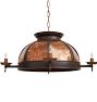 Arts &amp; Crafts Chandelier with Mica-Paneled Dome and Candle Satellites