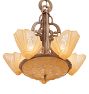 Five-Light Art Deco Slip Shade Chandelier with Floral Motif