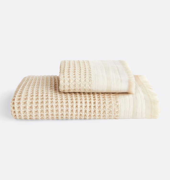 Waffle Knit Stripe Organic Cotton Towels
