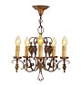 Vintage Cast Bronze 5-Light Romance Revival Candle Chandelier