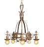 Imposing Vintage 5-Light Romance Revival Bare Bulb Chandelier