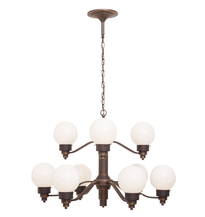 Nine-Light Tiered Globe Shade Chandelier