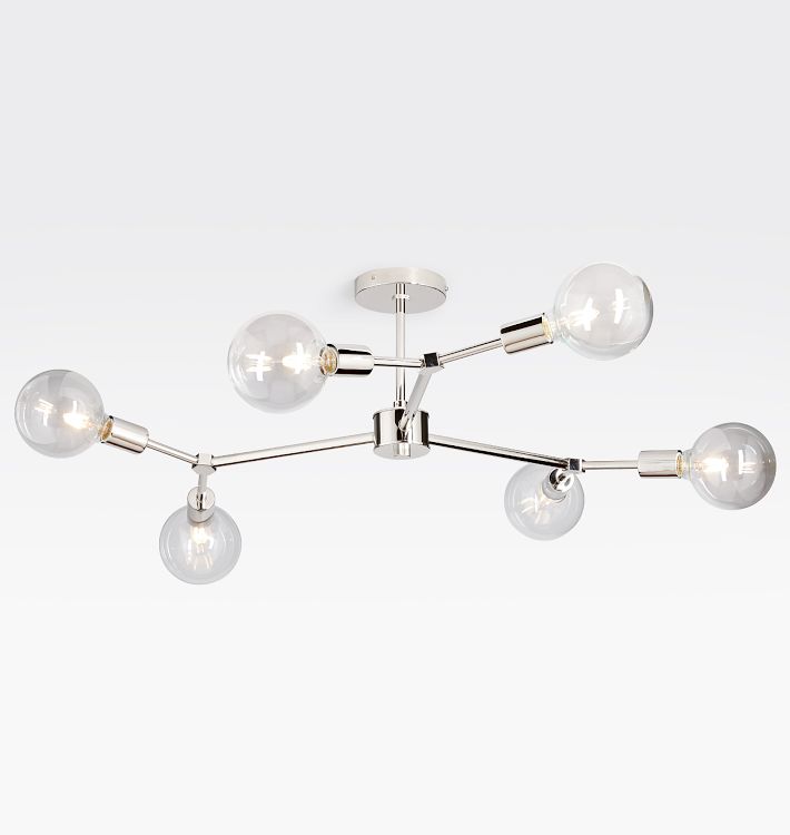 OPEN BOX: Salem 36&quot; Bare-Bulb Semi-Flush, Polished Nickel