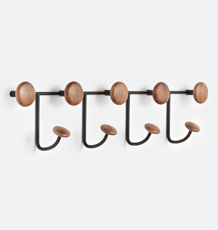 Pebbled 9 Hook Rack, Walnut