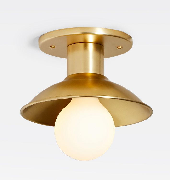 Crawford 7" Flush Mount, Aged Brass - Metal Shade