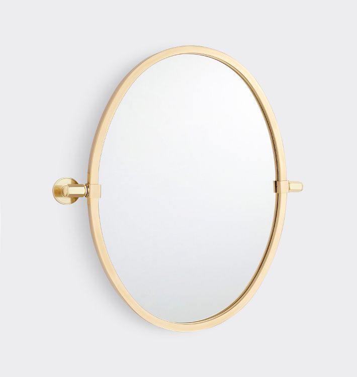 Hassalo Oval Pivot Mirror - 24" Tall - Aged Brass