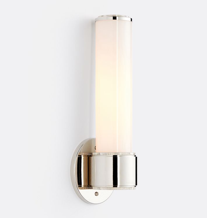 Rigdon Glass Sconce, Polished Nickel