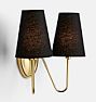 Berkshire Double Sconce, Aged Brass and Black Shade