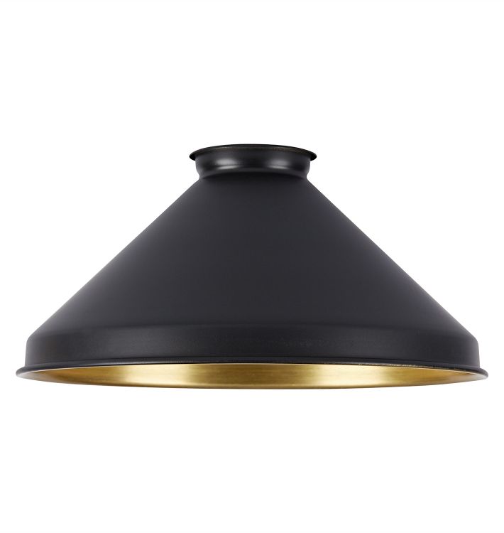 8&quot; Cone Shade with Brushed Brass Interior, Matte Black