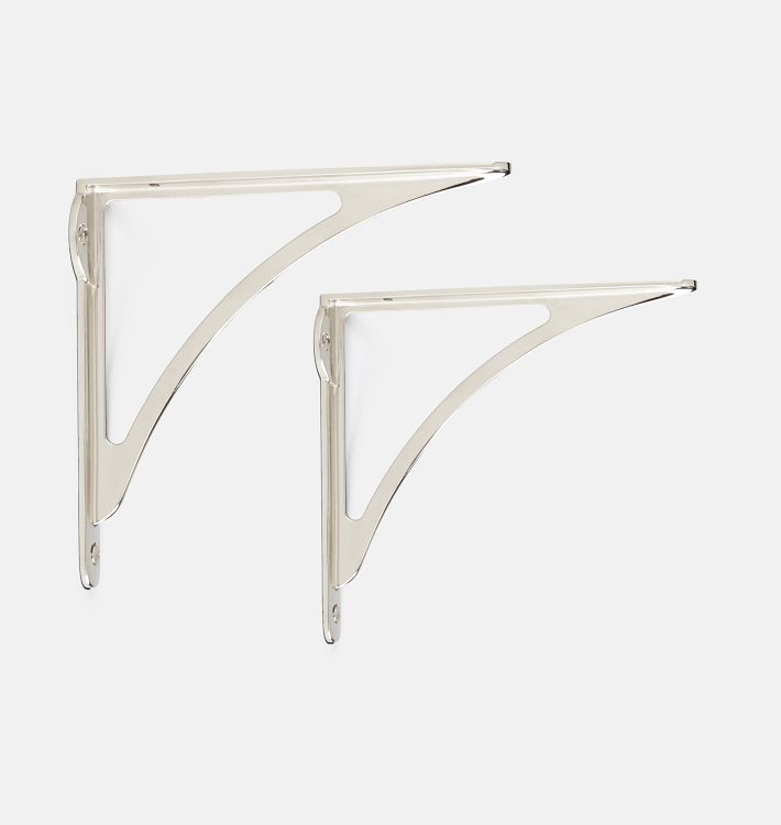 OPEN BOX: Arched Shelf Brackets, Set of 2 - Polished Nickel