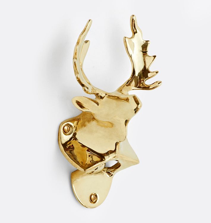 Animal Cast Brass Bottle Opener, Moose