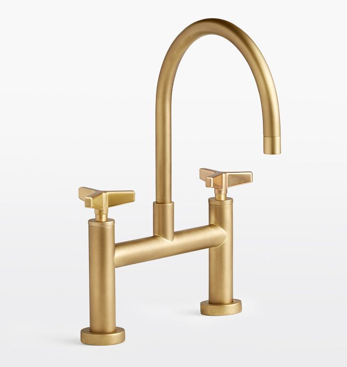 Blair Cross Handle Kitchen Faucet - Aged Brass