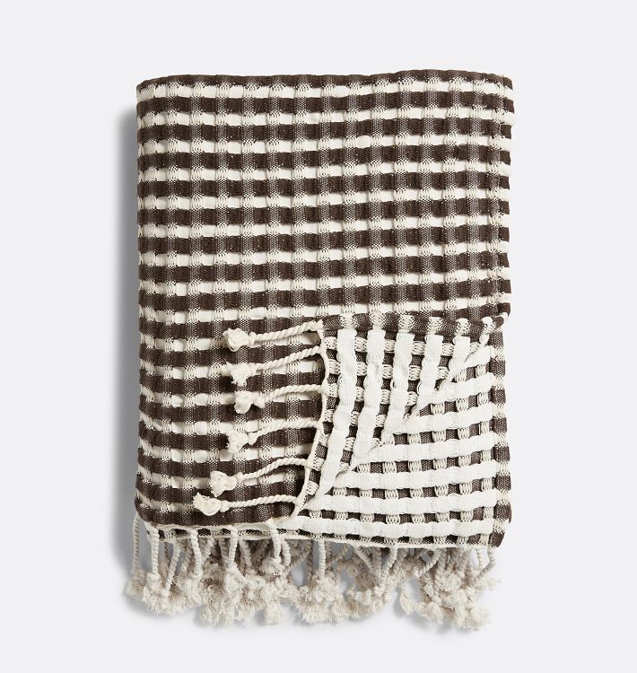 Two Tone Waffle Knit Throw | Espresso