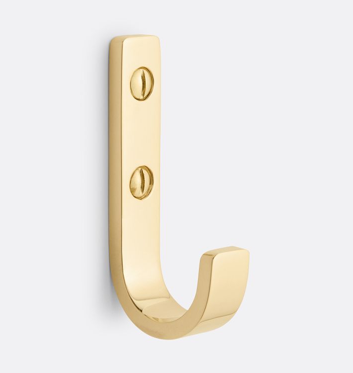 J Hook Single, Unlacquered Brass