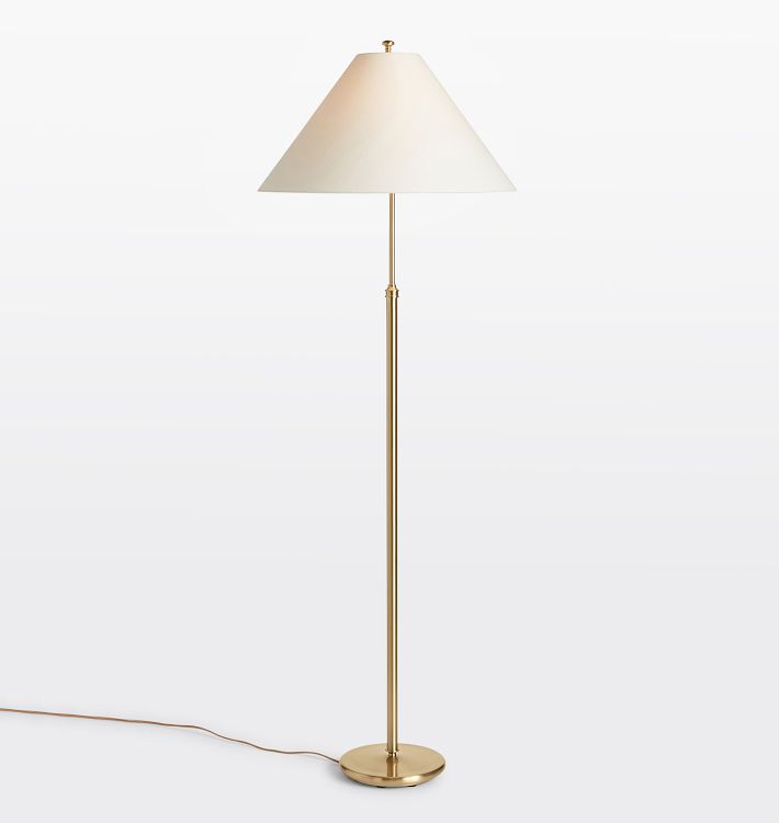 Callahan Floor Lamp, Antique Brass - White Slope Shade