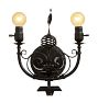 Extraordinary Vintage Wrought Iron Two-Light Bare Bulb Sconce