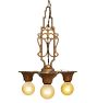 Vintage 3-Light Classical Revival Chandelier with Original Polychrome Highlights