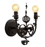 Extraordinary Vintage Wrought Iron Two-Light Bare Bulb Sconce