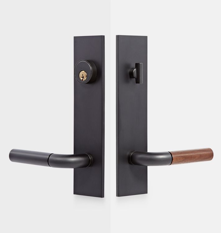 Tumalo Walnut Lever Exterior Door Hardware Tube Latch Set