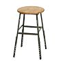 Vintage Angle Steel Industrial Stool with Wood Seat