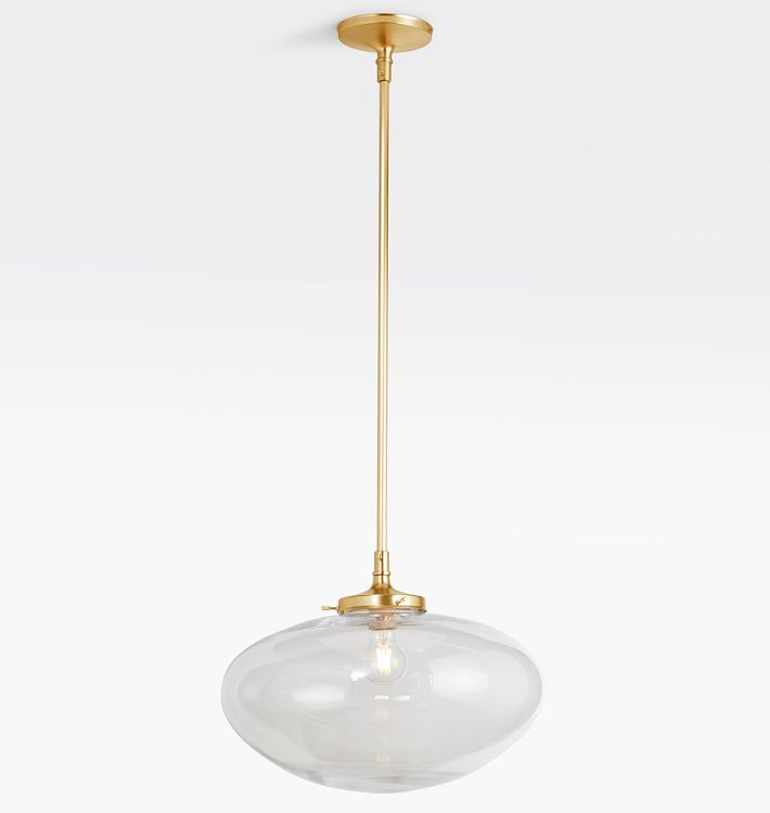 Eastmoreland 4" Fitter Pendant, Aged Brass - Clear Jerico Shade - 36" Length