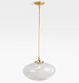 Eastmoreland 4" Fitter Pendant, Aged Brass - Clear Jerico Shade - 36" Length