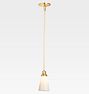 Eastmoreland 2-1/4" Fitter Pendant, Aged Brass - 5" Opal Narrow Cone Shade - 38" Length