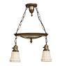 Antique 2-Light Classical Revival Chandelier with Hand-Painted Shades