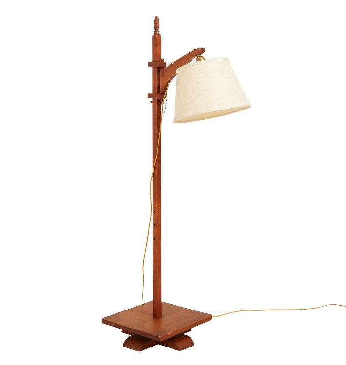 Vintage Mid-Century Adjustable Height Wooden Floor Lamp