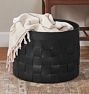 Woven Round Leather Basket