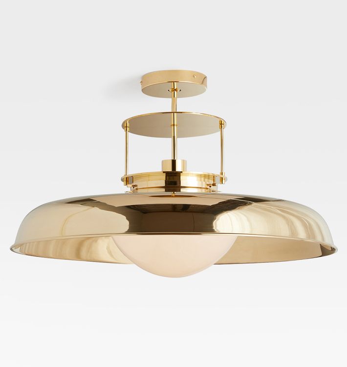 Ormandy 24" Semi-Flush Mount, Lacquered Brass - Opal Dome Shade