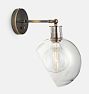 Edendale Angled Articulating Sconce, Clear Glass