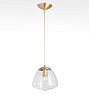 Oswego 9" Pendant, Clear Glass - Aged Brass - Clear Shade - 32" Length - No Vault Mount