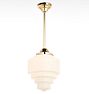 Hollywood 6" Fitter Rod Pendant, Lacquered Brass - Deco Wedding Cake Globe Shade - 36" Length - No Vault Mount