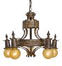 Vintage Romance Revival 5-Light Hammered Iron Bare Bulb Chandelier