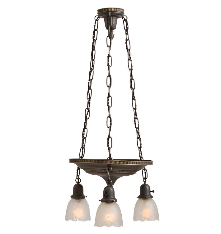 Vintage Classical Revival 3-Light Chandelier with Suspended Pan