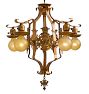 Vintage Romance Revival 5-Light Bare Bulb Chandelier with Polychome Shield