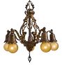 Vintage Romance Revival 5-Light Iron Bare Bulb Chandelier