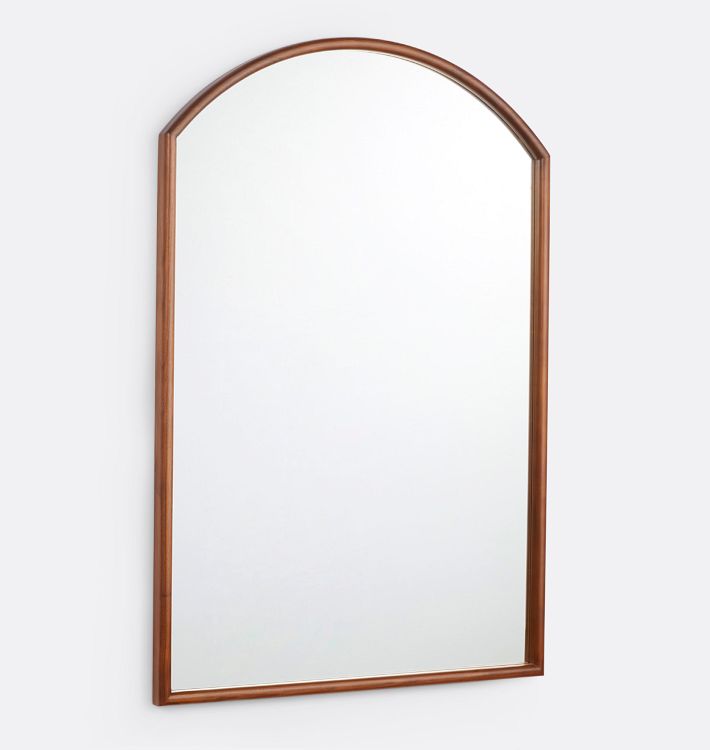 Arched Wood Framed Mirror, 32" x 48" - Walnut