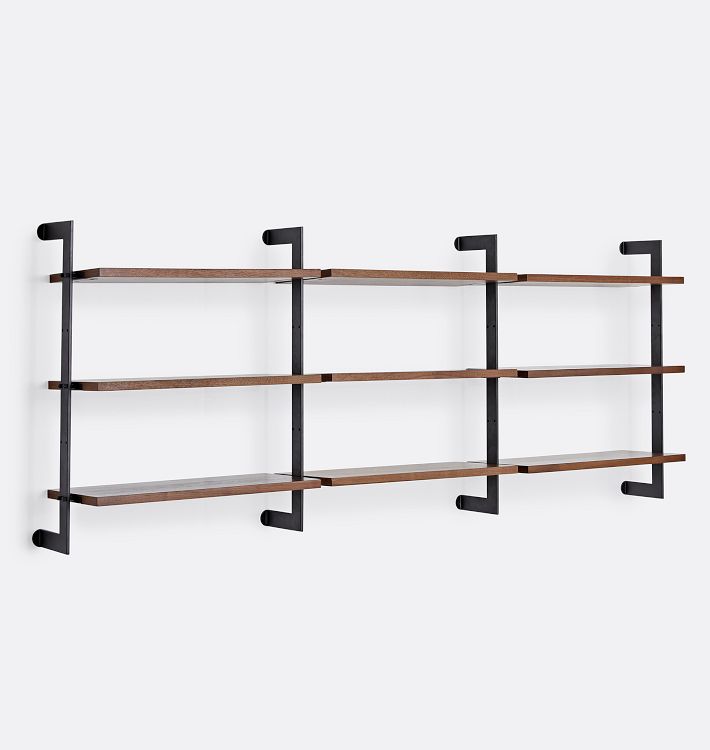 Holgate Walnut Triple Modular 9-Shelf Set with 36" Rails