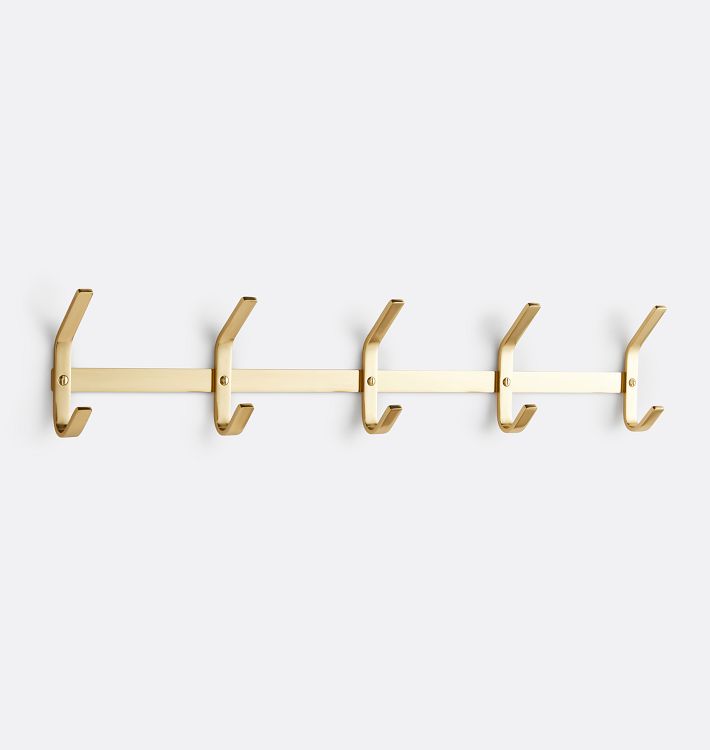 J 5 Hook Rack - Single - Aged Brass