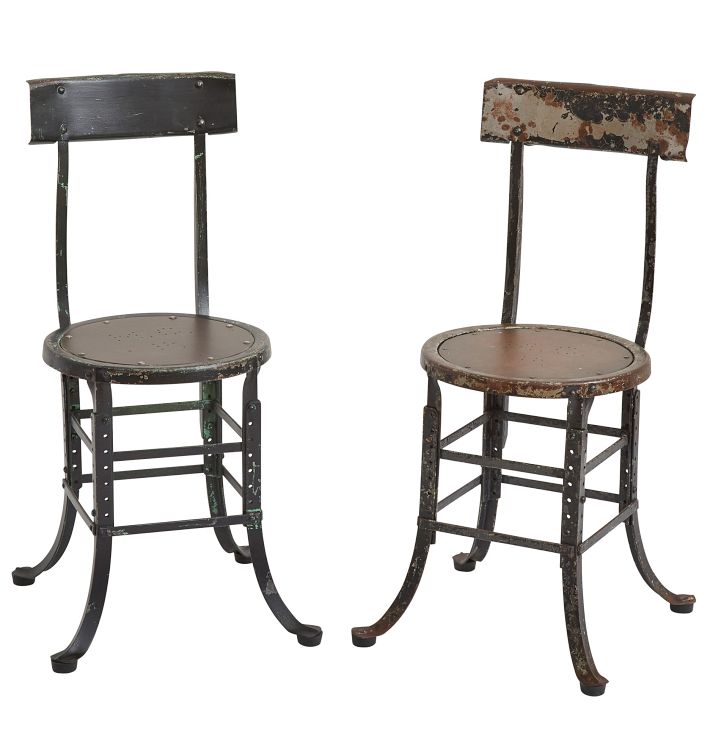 Pair of Height Adjustable Industrial Stools