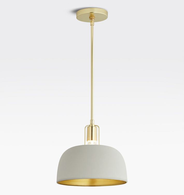 Dekum 11" Pendant, Metal Shade - Aged Brass - Matte Dove Grey Dekum Shade - 36" Length - No Vault Mount