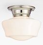 Thurman 3-1/4" Fitter Flush Mount, Polished Nickel - Opal Schoolhouse Shade