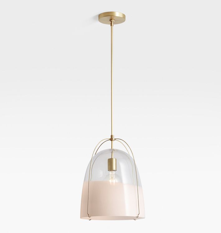 Haleigh 12" Pendant, Glass Shade - Brushed Satin - 12" Clear and Opal Bell Shade - 35" Length - No Vault Mount