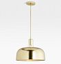 Dekum 16" Pendant, Metal Shade - Aged Brass - Aged Brass Dome Shade - 26" Length - No Vault Mount