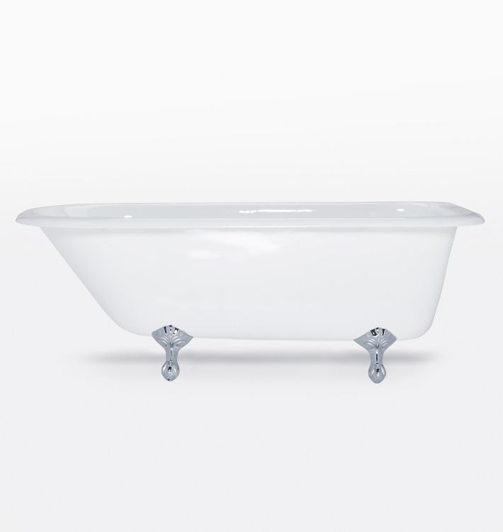 5-1/2' Clawfoot Tub with White Exterior - Polished Chrome Feet