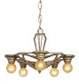 Vintage Art Deco 5-Light Bare Bulb Chandelier