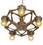 Vintage Art Deco 5-Light Bare Bulb Chandelier